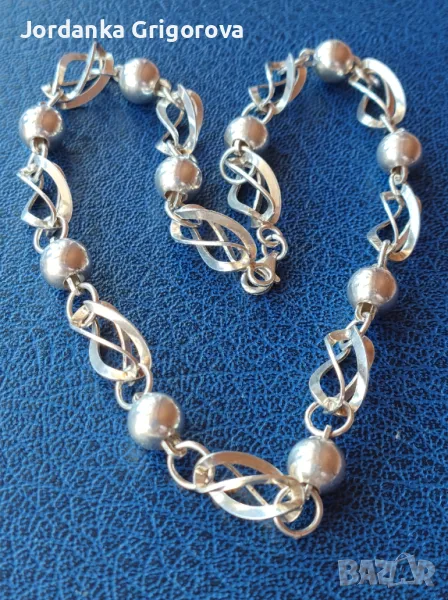 Сребърно колие с топчета, снимка 1