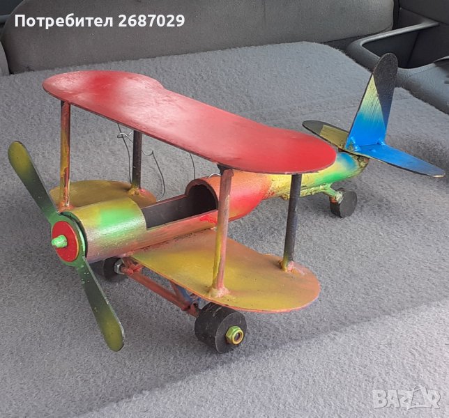  Биплан - Самолет от метал, висящ модел на самолет за красота, снимка 1