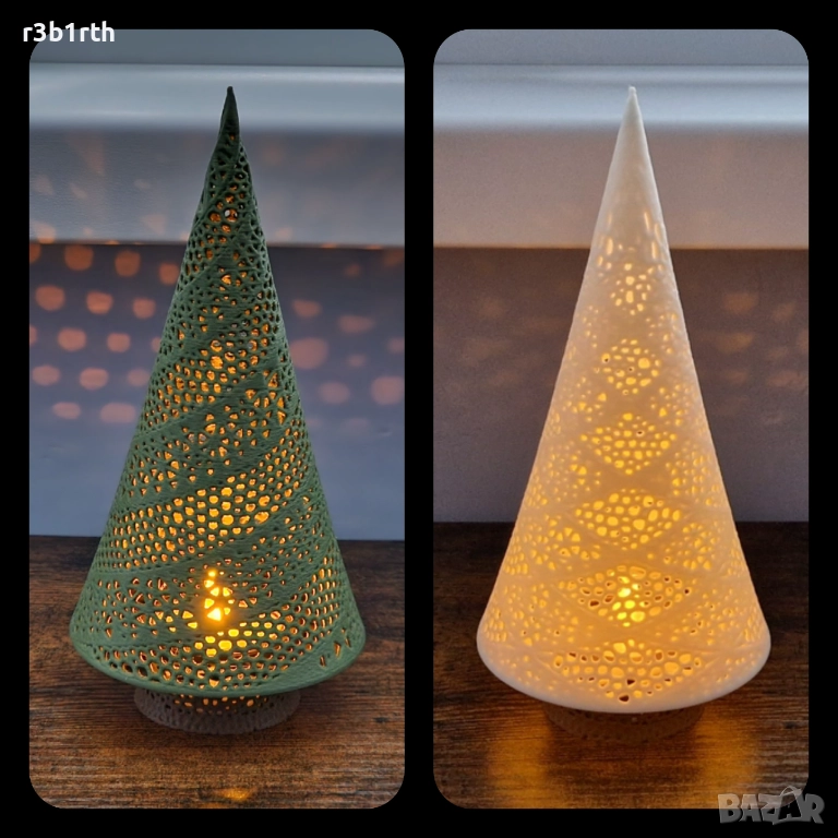 Светещи елхички, Коледна декорация, 3D принтирани с LED лампичка, снимка 1