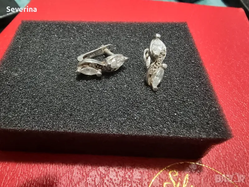 Сребърни, като нови обеци английско закопчаване , снимка 1