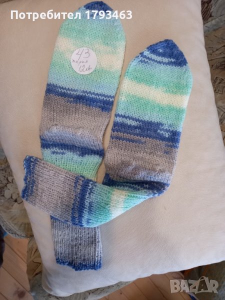 Ръчно плетени мъжки чорапи размер 43, снимка 1