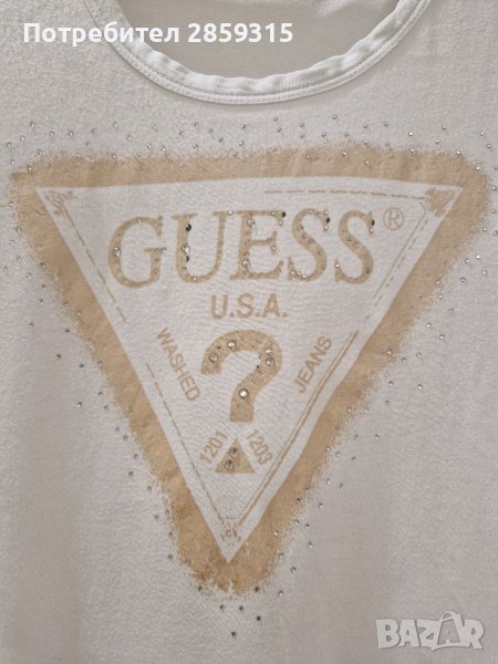 GUESS- оригинална дамска бяла памучна тениска, снимка 1