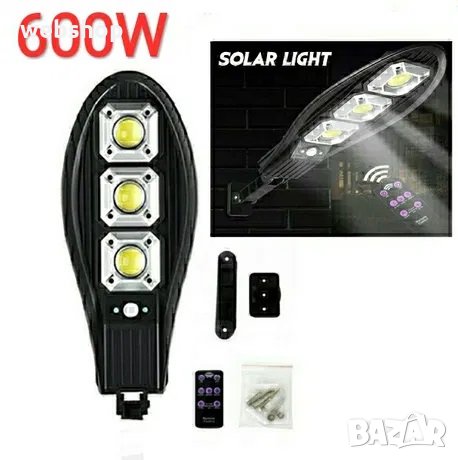 Соларна LED Лампа Кобра 600W IP65 със стойкa и дистанционно, снимка 1