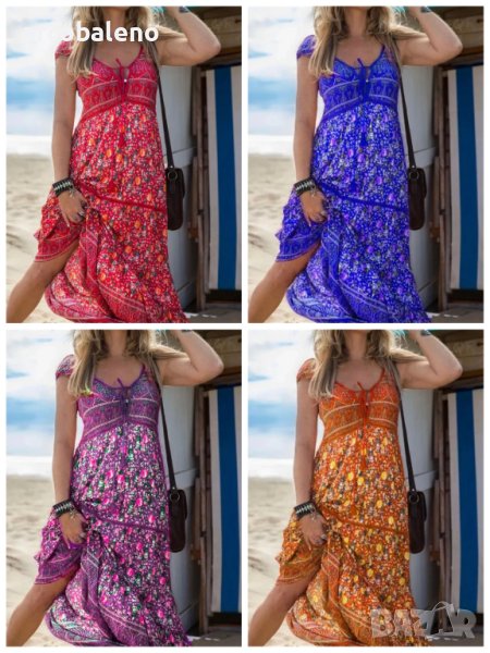 Дамска модна лятна рокля с бохемски принт, 4цвята , снимка 1