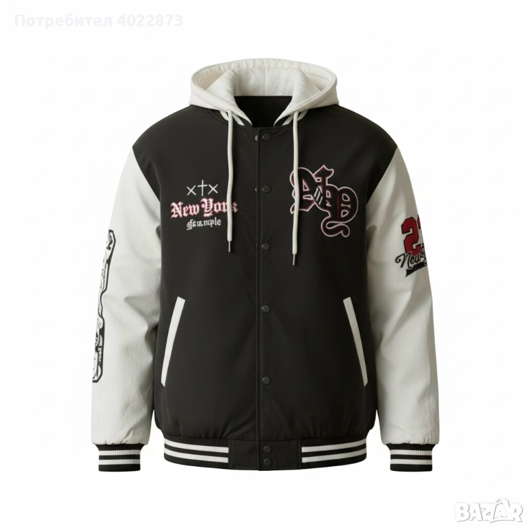 Мъжко Луксозно Бомбер Яке в черен цвят , снимка 1