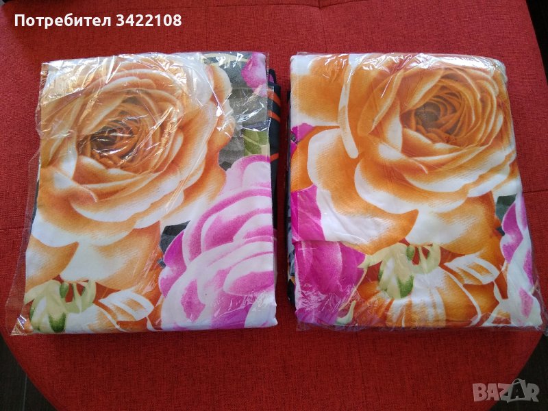 Два двойни комплекта спално бельо в топъл флорален десен, снимка 1