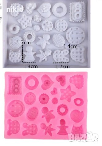 Микс Мини бисквитки джинджифилово човече силиконов молд форма украса торта фондан смола, снимка 1