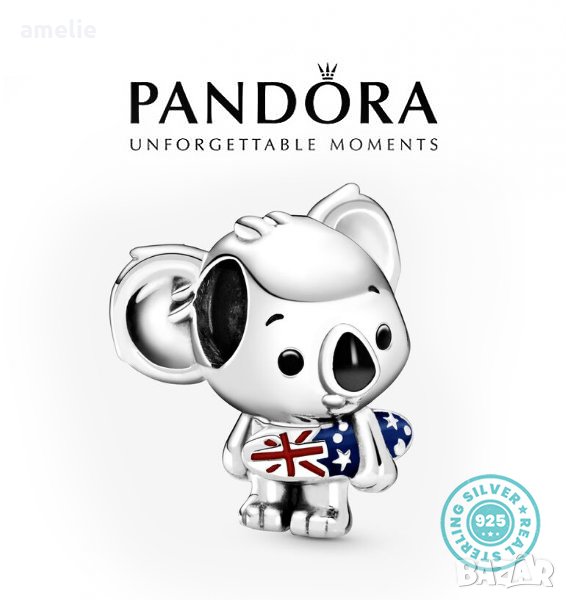 Талисман Пандора сребро 925 Pandora Surfing Koala Charm. Колекция Amélie, снимка 1