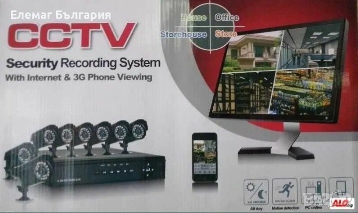 Комплект 8 броя камери видеонаблюдение FULL HD, снимка 1