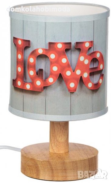 Дървена настолна лампа,Романтична.E14,Kabel 120 см, снимка 1