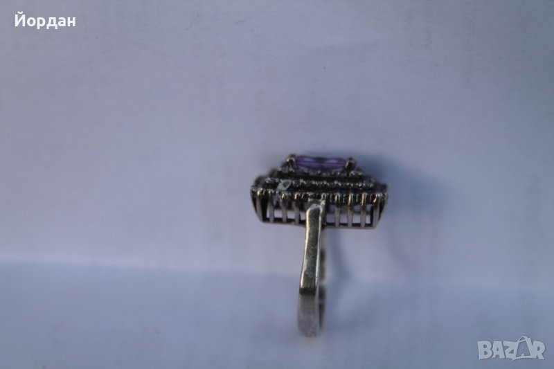 Сребърен дамски пръстен с аметист, снимка 1