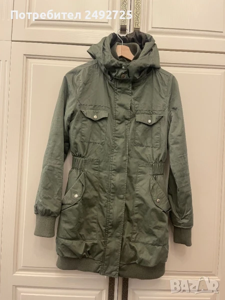 Яке дамско с качулка зелено каки, снимка 1
