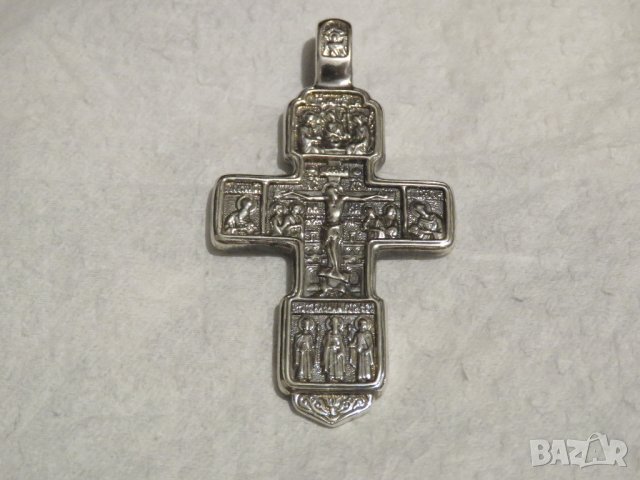 сребърен синджир с сребърно кръстче с Исус Христос и вси светии, снимка 1 - Колиета, медальони, синджири - 29733609