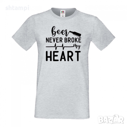 Мъжка тениска, Beer Never Broke My Heart,Бира,Бирфест,Beerfest,Подарък,Изненада,Рожден Ден, снимка 4 - Тениски - 36376815