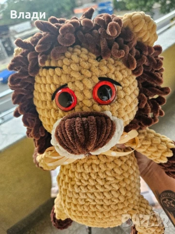Ръчно направено(плетено)меко лъвче , снимка 3 - Плюшени играчки - 51308208