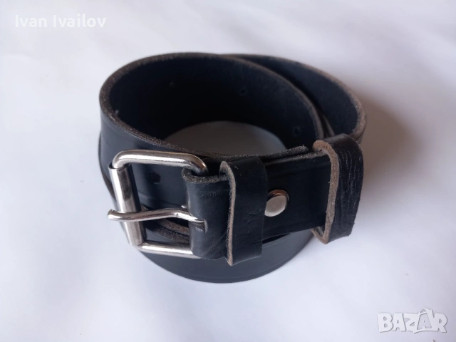 Черен мъжки колан – ЕСТЕСТВЕНА КОЖА – Ръчна изработка 135 см