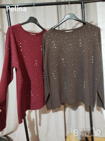 Дамска блуза с камъни, рипс, снимка 3 - Блузи с дълъг ръкав и пуловери - 52723782