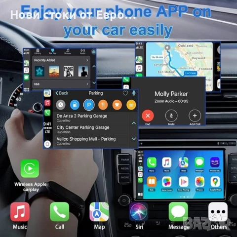 Безжичен CarPlay адаптер, безж адаптер за кола с Android,стаб бърз мини Carplay безжичен стик Plug , снимка 5 - Други - 50903608