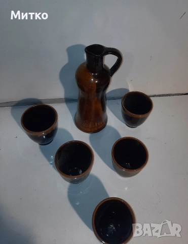 Ретро керамични Битови сервизи за ракия и вино, снимка 3 - Сервизи - 52860914