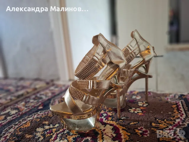 официални сандали с камъни на висока платформа, снимка 3 - Сандали - 56316341