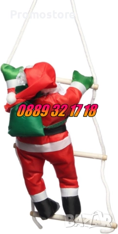 Дядо Коледа катерещ се по въжена стълба размер 60 см, снимка 4 - Декорация за дома - 52428133