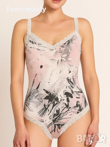  Lizabel - Дамско боди бикина принт розово - 1136, снимка 2 - Корсети, бюстиета, топове - 49310999