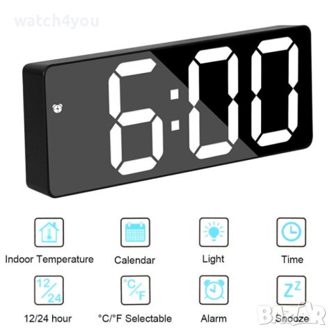 НОВ ПОСТОЯННО СВЕТЕШ LCD ДИГИТАЛЕН ЧАСОВНИК С ТЕМПЕРАТУРА И КАЛЕНДАР.НАСТОЛЕН СВЕТЕЩ БУДИЛНИК, снимка 6 - Друга електроника - 36360379