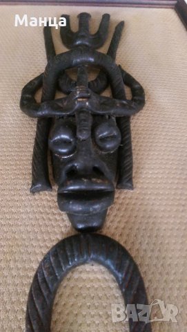 Африканска бронзова маска, снимка 4 - Антикварни и старинни предмети - 30314967