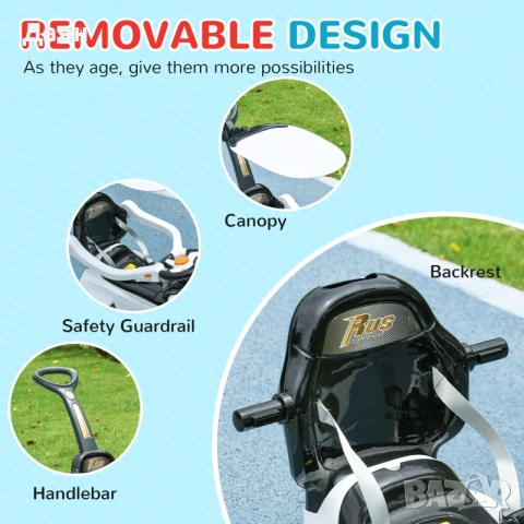 Детска количка Qaba 3 в 1, плъзгаща се количка за малки деца, дизайн от крака до пода с музика,, снимка 5 - Други - 53353361