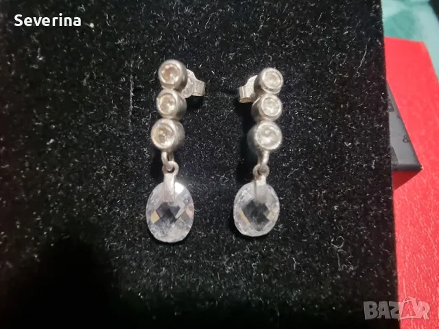 Сребърни, нови, нежни обеци с цирконий , снимка 4 - Обеци - 49041782