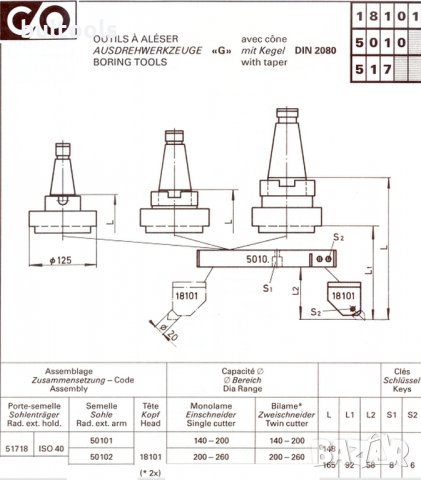 Швейцарскa раздвижна глава ISO-40, снимка 2 - Други машини и части - 33728125