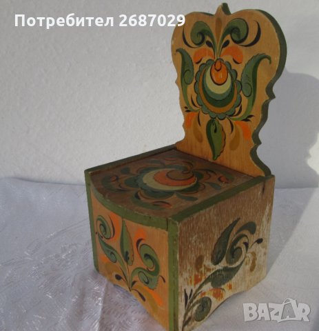 Дървена стара кутия за стена с капак, снимка 3 - Антикварни и старинни предмети - 29729469