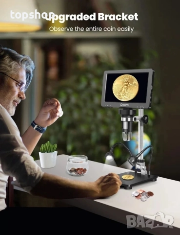 НОВ, Перфектен Dcorn HDMI цифров микроскоп 7 инча 1500X, 16MP 1080P LCD с IPS, TF карта 32GB..., снимка 6 - Друга електроника - 51637827