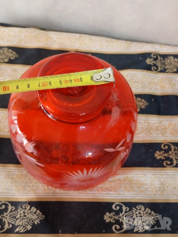 Стъклена купа тип бохемия, снимка 6 - Антикварни и старинни предмети - 52446233