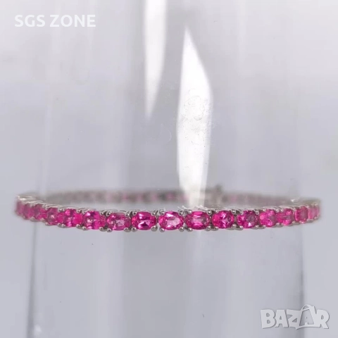 СРЕБЪРНА ГРИВНА С РОЗОВ ТОПАЗ, снимка 6 - Гривни - 52476729