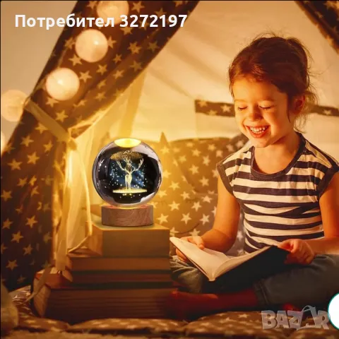 LED Светеща кристална топка/лампа, 3D сензорна - Елен, снимка 12 - Настолни лампи - 45035129