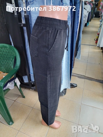 Дамски Дънки прави крачоли с ластик и връзка на талията, снимка 3 - Дънки - 53892918