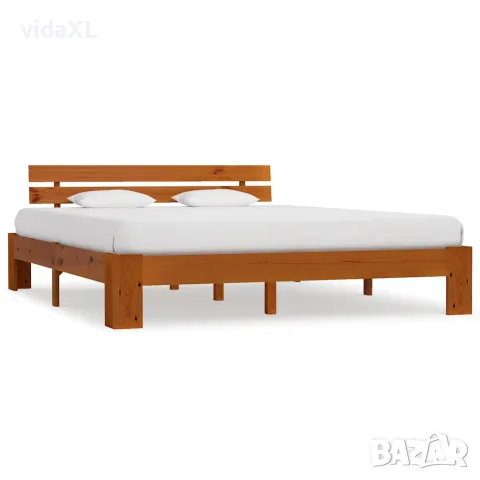 vidaXL Рамка за легло, меденокафява, бор масив, 180x200 см