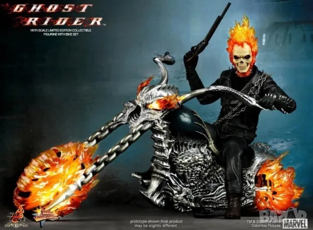 ХОТ ТОЙС ПРИЗРАЧЕНИЯТ ЕЗДАЧ С АДСКИЯ МОТОР - Hot Toys MMS133 - Ghost Rider With Hellcycle, Very rare, снимка 3 - Колекции - 55964399