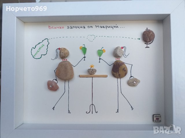 Ръчно изработено персонално пано от морски камъчета, снимка 5 - Картини - 39700271