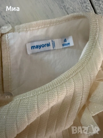 Детска рокля Mayoral с плисиран ефект и панделка, снимка 6 - Детски рокли и поли - 53926329