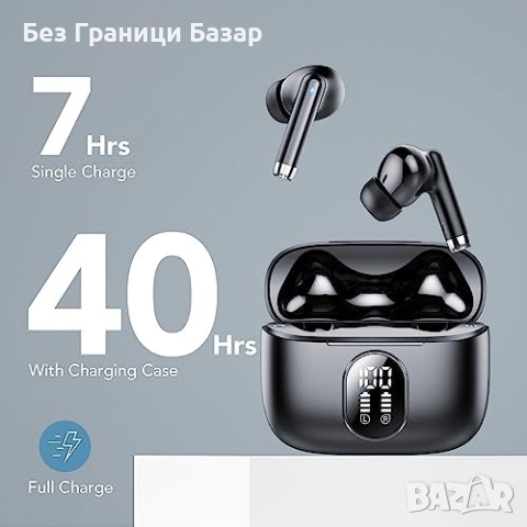 Нови Bluetooth 5.3 Слушалки, IP7, 40ч Възпроизвеждане, Ясен Звук, снимка 4 - Bluetooth слушалки - 44615122
