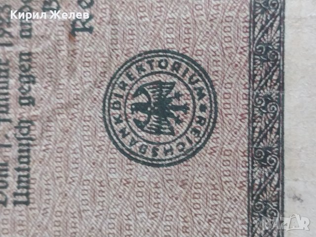 Райх банкнота 1000 марки 1922г. Германия рядка за колекционери 28215, снимка 3 - Нумизматика и бонистика - 37143403