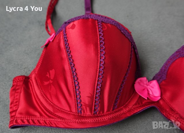 Victoria's Secret Sexy Little Things 34B/C червен сатенен сутиен, снимка 4 - Бельо - 42796414