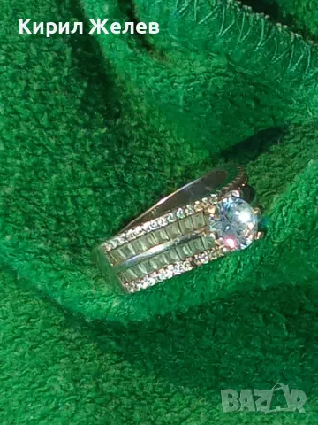 СКЪПОЦЕНЕН СРЕБЪРЕН ПРЪСТЕН СРЕБРО 925 с БЯЛА ПОЗЛАТА и ФАСЕТИРАНИ ЦИРКОНИ и МОЙСАНИТ КАМЪНИ 36964, снимка 12 - Пръстени - 49981842