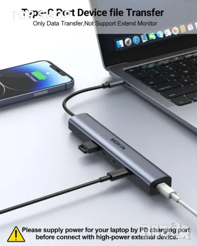 10Gbps USB C хъб, 4*USB C 3.1, 100 W мощност (не поддържа монитор), снимка 7 - Кабели и адаптери - 49457543