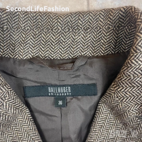 Дамско сако Hallhuber Philosophy, размер 36 S, вълна, полиестер, 2 копчета, снимка 2 - Сака - 53275101