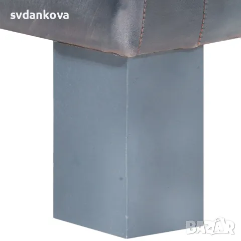 Фотьойл, сив, естествена кожа, снимка 2 - Дивани и мека мебел - 48231401