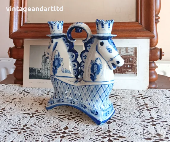 Колекционерски порцелан Гжел, рядък модел, перфектен, снимка 2 - Антикварни и старинни предмети - 48015931