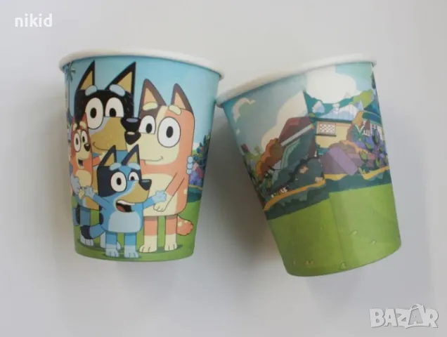 Блуи и Бинго Bluey and Bingo Чили и Бандит 8 бр големи парти чинии чинийки или чаши, снимка 3 - Чаши - 41846269